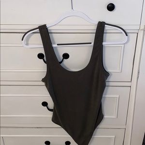 Olive colored green body suit
